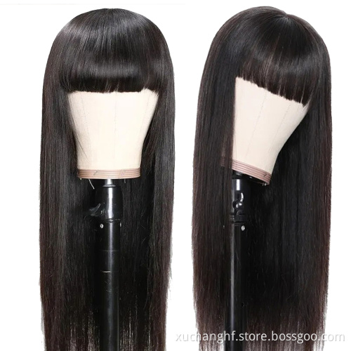 13x6 Brazilian Virgin Frontal Wigs With Bangs Human Hair Lace Front With 360 Frontal HD Straight Lace Front Wigs With Baby Hair